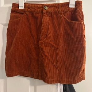 orange forever 21 mini corduroy skirt